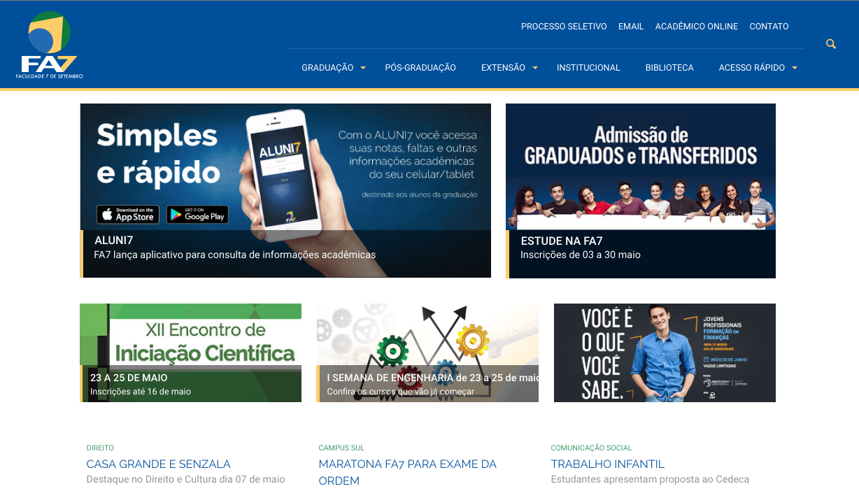 Print do novo site da FA7